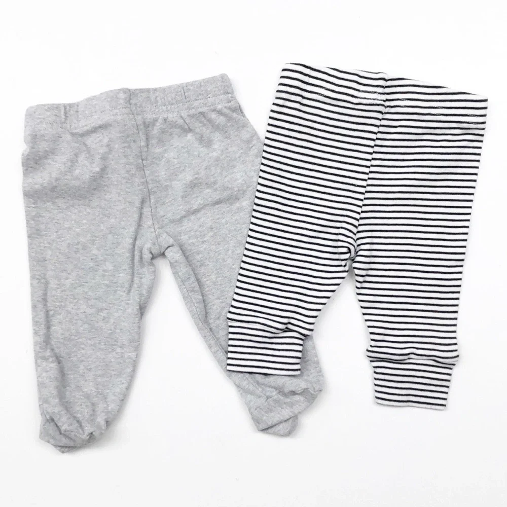Carter's gray & striped baby leggings set